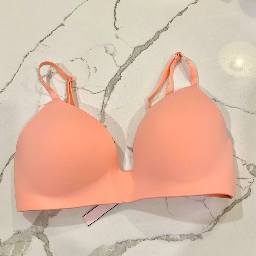 Peach No-Wire Wireless Lightly-Lined Triangle T-Shirt Bra 32C